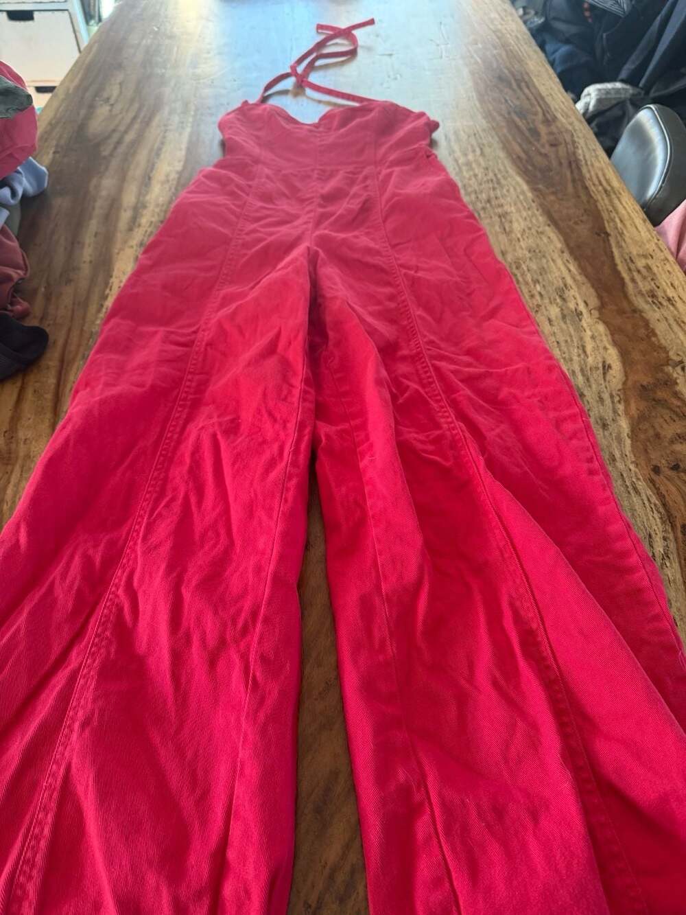 Love, Fire Red Wide Leg HalterJumpsuit Size M Festival 70s retro trendsetter